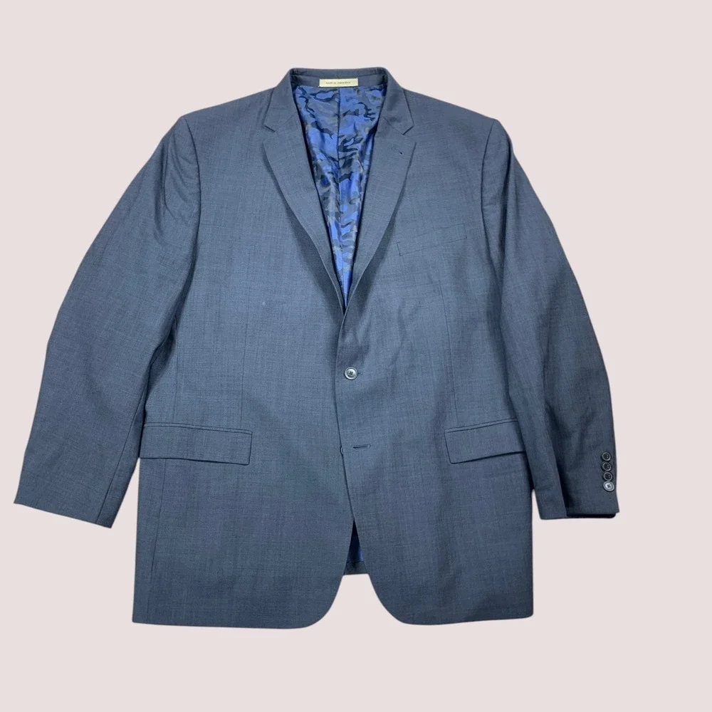 Joseph Abboud JOE Sport Coat Blazer 50L Blue Super 120s Wool Slim Fit 2 Button